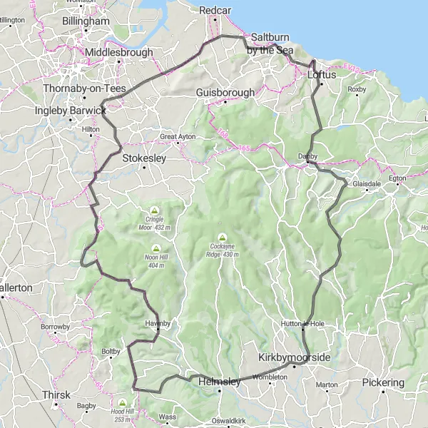 Map miniature of "North York Moors Epic" cycling inspiration in Tees Valley and Durham, United Kingdom. Generated by Tarmacs.app cycling route planner