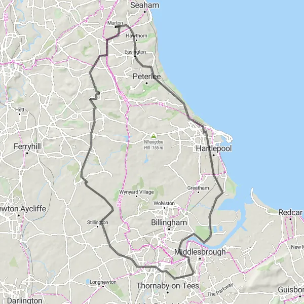 Map miniature of "Coastline Adventure from South Hetton to Hartlepool" cycling inspiration in Tees Valley and Durham, United Kingdom. Generated by Tarmacs.app cycling route planner