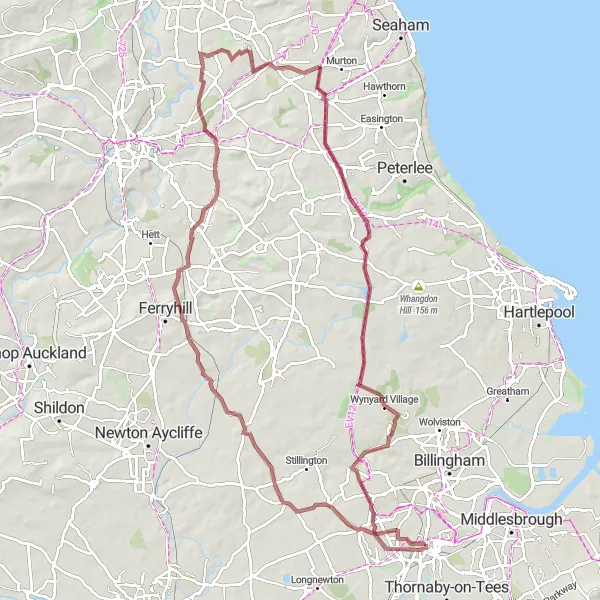 Map miniature of "Scenic Gravel Adventure" cycling inspiration in Tees Valley and Durham, United Kingdom. Generated by Tarmacs.app cycling route planner