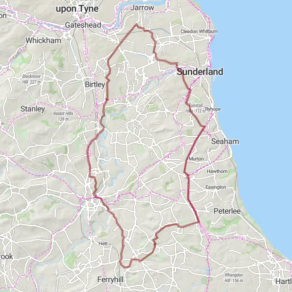 Map miniature of "Discover Tees Valley: Gravel Edition" cycling inspiration in Tees Valley and Durham, United Kingdom. Generated by Tarmacs.app cycling route planner