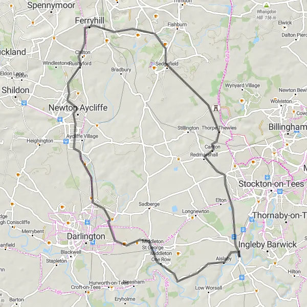 Map miniature of "Aislaby Loop" cycling inspiration in Tees Valley and Durham, United Kingdom. Generated by Tarmacs.app cycling route planner