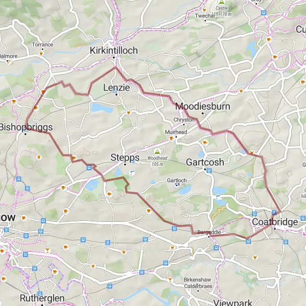 Map miniature of "Gravel Adventure" cycling inspiration in West Central Scotland, United Kingdom. Generated by Tarmacs.app cycling route planner