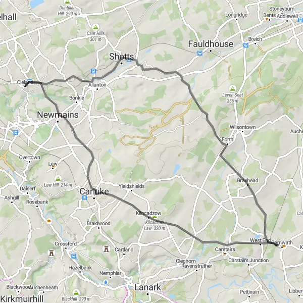 Map miniature of "Scenic Delights and Rolling Hills" cycling inspiration in West Central Scotland, United Kingdom. Generated by Tarmacs.app cycling route planner