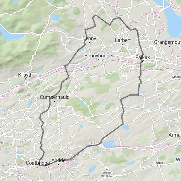 Map miniature of "Scenic Road Trip" cycling inspiration in West Central Scotland, United Kingdom. Generated by Tarmacs.app cycling route planner