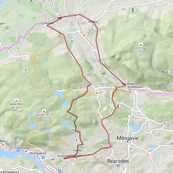 Map miniature of "The Faifley Gravel Loop" cycling inspiration in West Central Scotland, United Kingdom. Generated by Tarmacs.app cycling route planner