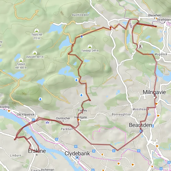 Map miniature of "Trough of Bowland Gravel Adventure" cycling inspiration in West Central Scotland, United Kingdom. Generated by Tarmacs.app cycling route planner