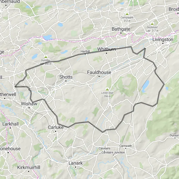 Map miniature of "Hillside Adventure" cycling inspiration in West Central Scotland, United Kingdom. Generated by Tarmacs.app cycling route planner