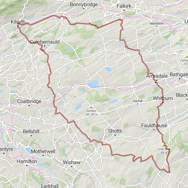 Map miniature of "The Gravel Adventure" cycling inspiration in West Central Scotland, United Kingdom. Generated by Tarmacs.app cycling route planner