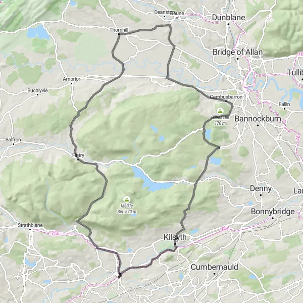 Map miniature of "The Highland Adventure" cycling inspiration in West Central Scotland, United Kingdom. Generated by Tarmacs.app cycling route planner