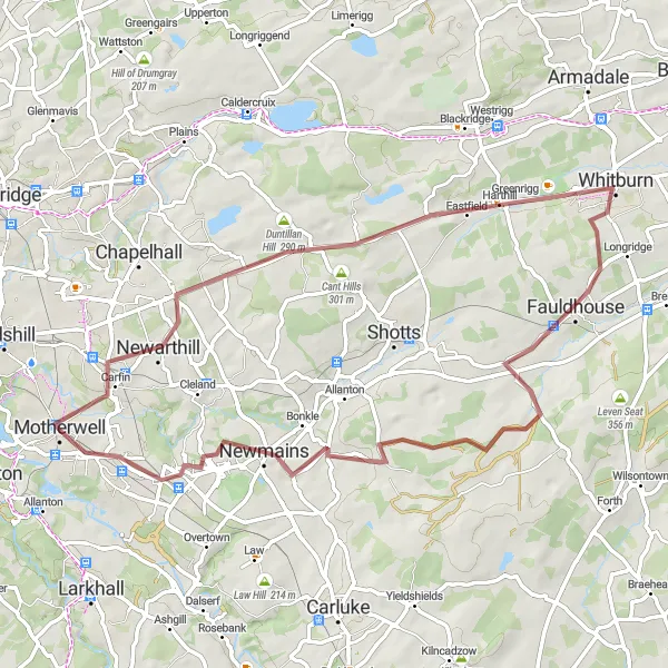 Map miniature of "The Gravel Adventure" cycling inspiration in West Central Scotland, United Kingdom. Generated by Tarmacs.app cycling route planner