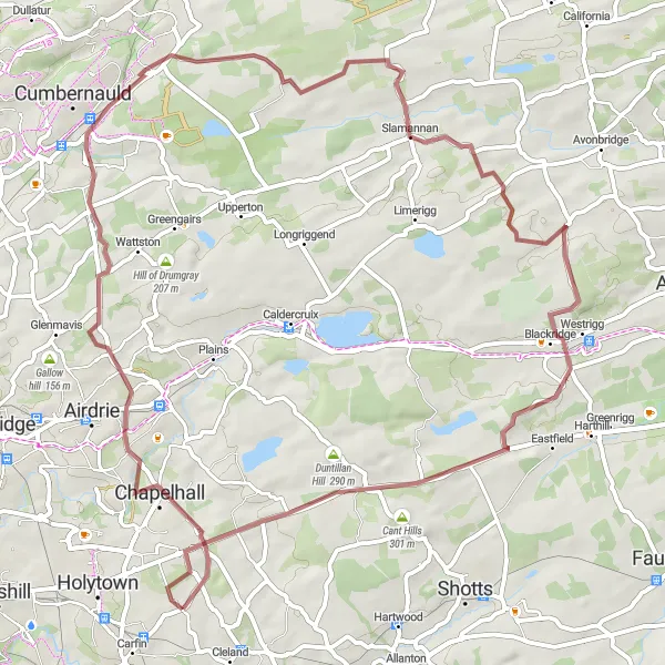 Map miniature of "The Countryside Escape" cycling inspiration in West Central Scotland, United Kingdom. Generated by Tarmacs.app cycling route planner