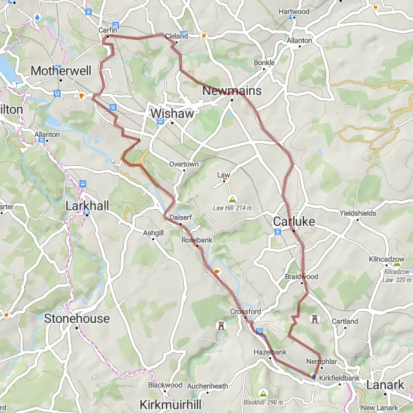 Map miniature of "The Brannock Park Loop" cycling inspiration in West Central Scotland, United Kingdom. Generated by Tarmacs.app cycling route planner