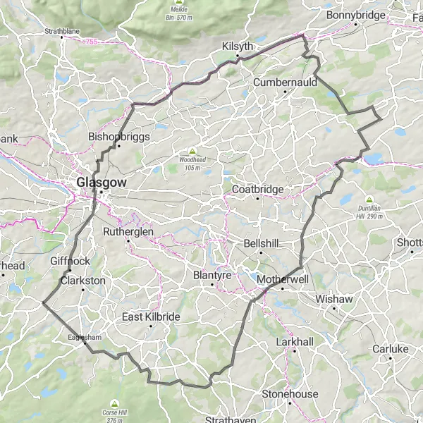 Map miniature of "The Great Scottish Adventure" cycling inspiration in West Central Scotland, United Kingdom. Generated by Tarmacs.app cycling route planner