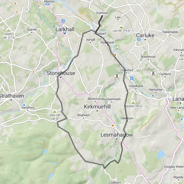 Map miniature of "The Brocketsbrae Adventure" cycling inspiration in West Central Scotland, United Kingdom. Generated by Tarmacs.app cycling route planner