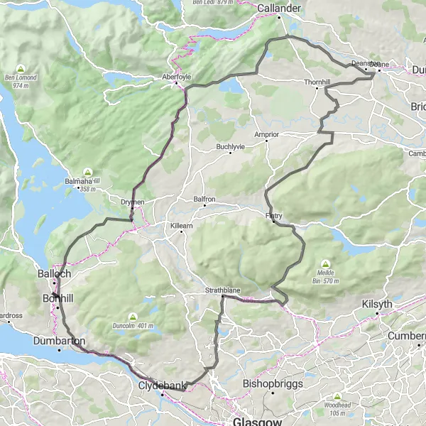 Map miniature of "Gartocharn Circuit" cycling inspiration in West Central Scotland, United Kingdom. Generated by Tarmacs.app cycling route planner