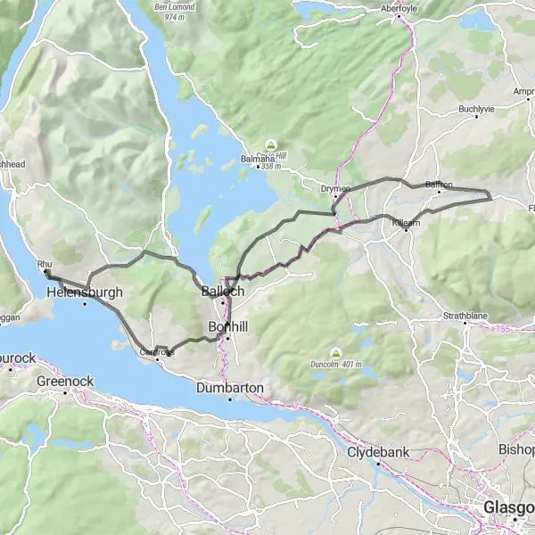 Map miniature of "The Colgrain Adventure" cycling inspiration in West Central Scotland, United Kingdom. Generated by Tarmacs.app cycling route planner