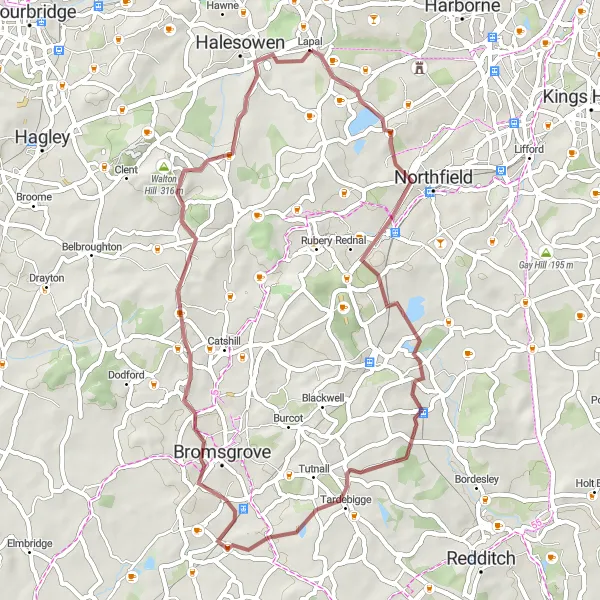 Map miniature of "Bartley Green Escape" cycling inspiration in West Midlands, United Kingdom. Generated by Tarmacs.app cycling route planner