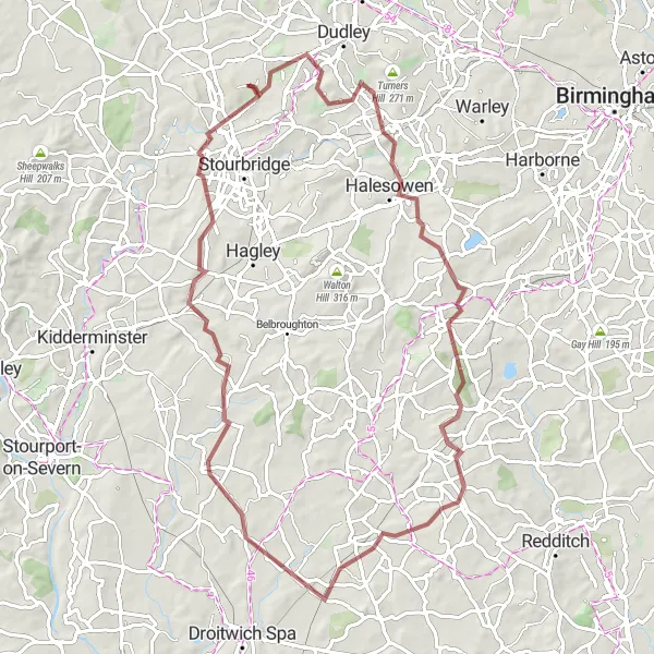 Map miniature of "Off-Road Adventure in the West Midlands Countryside" cycling inspiration in West Midlands, United Kingdom. Generated by Tarmacs.app cycling route planner