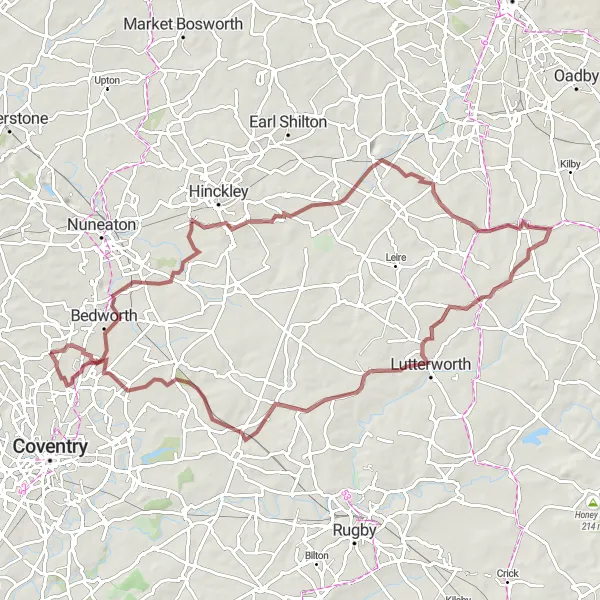Map miniature of "The Longford Adventure" cycling inspiration in West Midlands, United Kingdom. Generated by Tarmacs.app cycling route planner