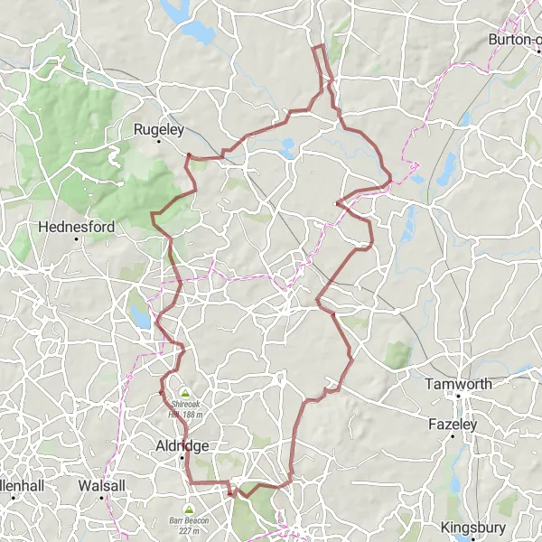 Map miniature of "The Aldridge Circuit" cycling inspiration in West Midlands, United Kingdom. Generated by Tarmacs.app cycling route planner