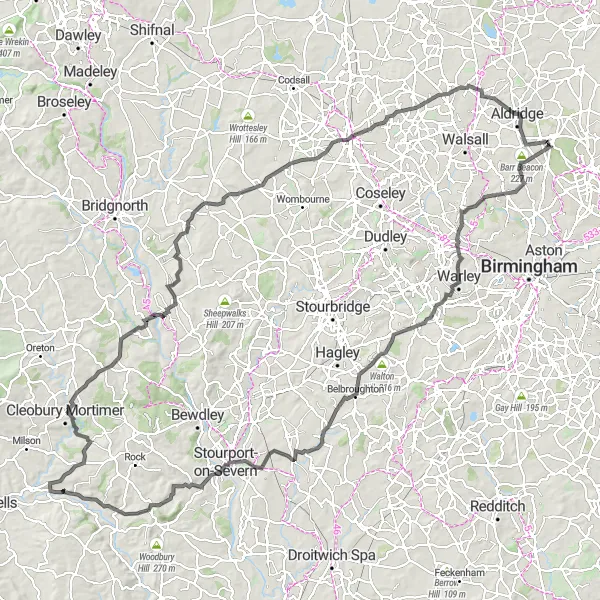 Map miniature of "Heart of Staffordshire" cycling inspiration in West Midlands, United Kingdom. Generated by Tarmacs.app cycling route planner