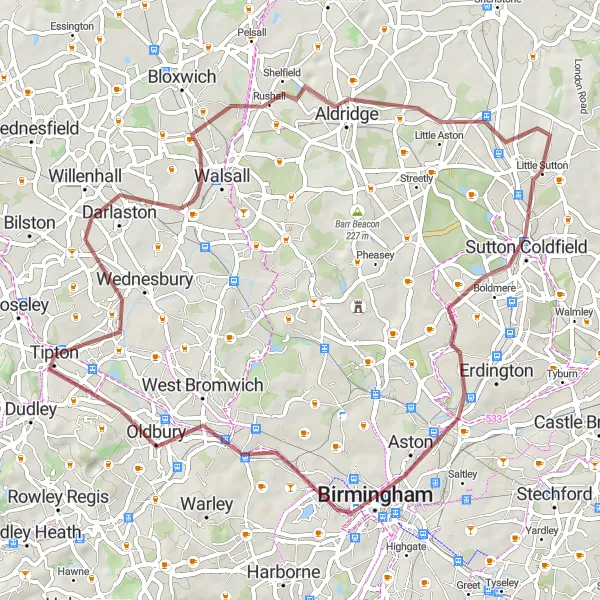 Map miniature of "The Darlaston Loop" cycling inspiration in West Midlands, United Kingdom. Generated by Tarmacs.app cycling route planner