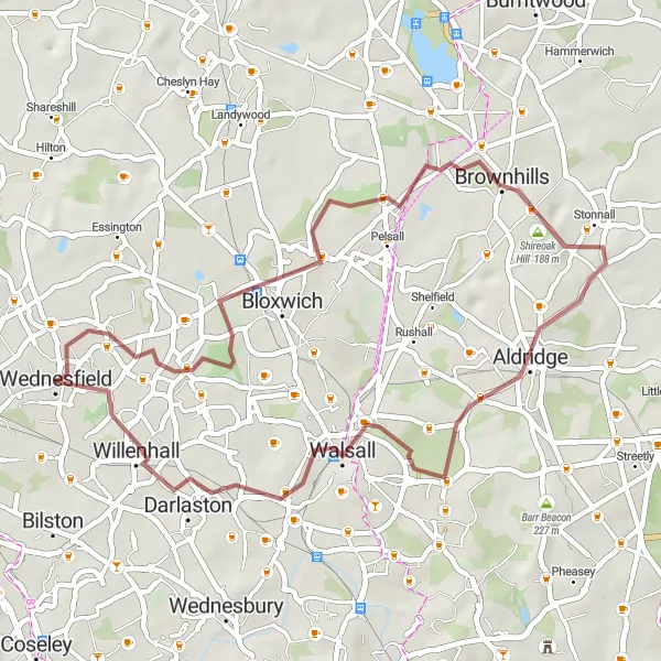 Map miniature of "The Nature Trail" cycling inspiration in West Midlands, United Kingdom. Generated by Tarmacs.app cycling route planner