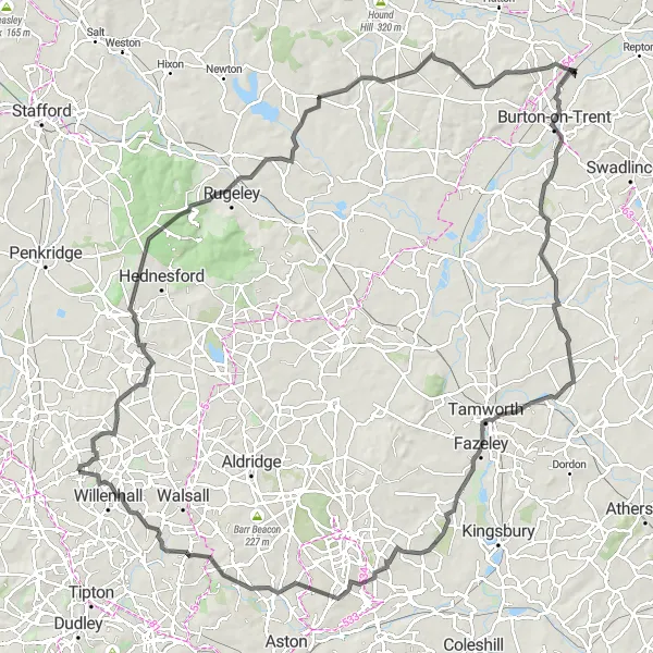 Map miniature of "The Heritage Route" cycling inspiration in West Midlands, United Kingdom. Generated by Tarmacs.app cycling route planner