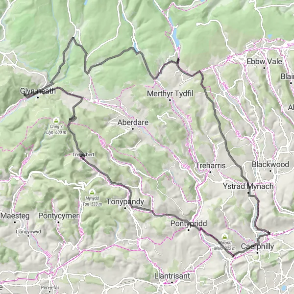 Map miniature of "West Wales and The Valleys Road Trip" cycling inspiration in West Wales and The Valleys, United Kingdom. Generated by Tarmacs.app cycling route planner