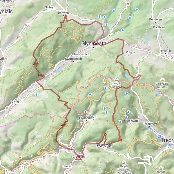 Map miniature of "Croeserw Gravel Adventure" cycling inspiration in West Wales and The Valleys, United Kingdom. Generated by Tarmacs.app cycling route planner