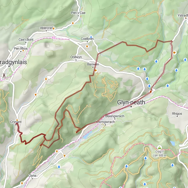 Map miniature of "The Gravel Adventures" cycling inspiration in West Wales and The Valleys, United Kingdom. Generated by Tarmacs.app cycling route planner