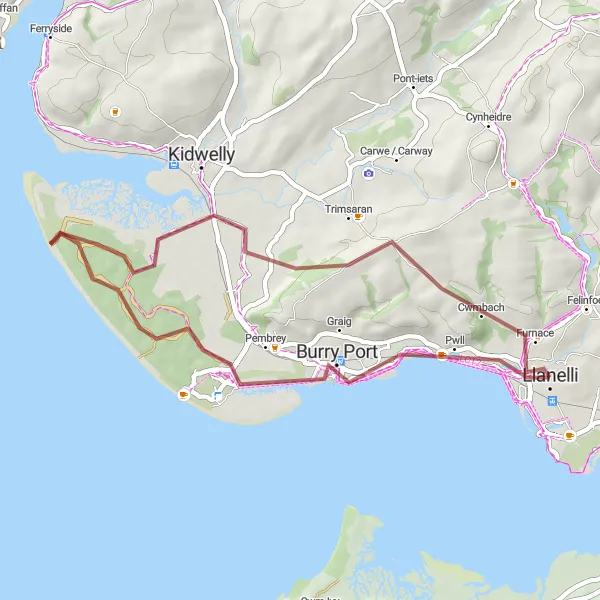Map miniature of "Off-Road Adventure to Cwmbach" cycling inspiration in West Wales and The Valleys, United Kingdom. Generated by Tarmacs.app cycling route planner