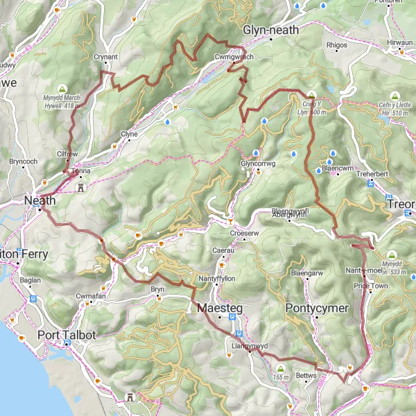 Map miniature of "Moel Troed Adventure" cycling inspiration in West Wales and The Valleys, United Kingdom. Generated by Tarmacs.app cycling route planner