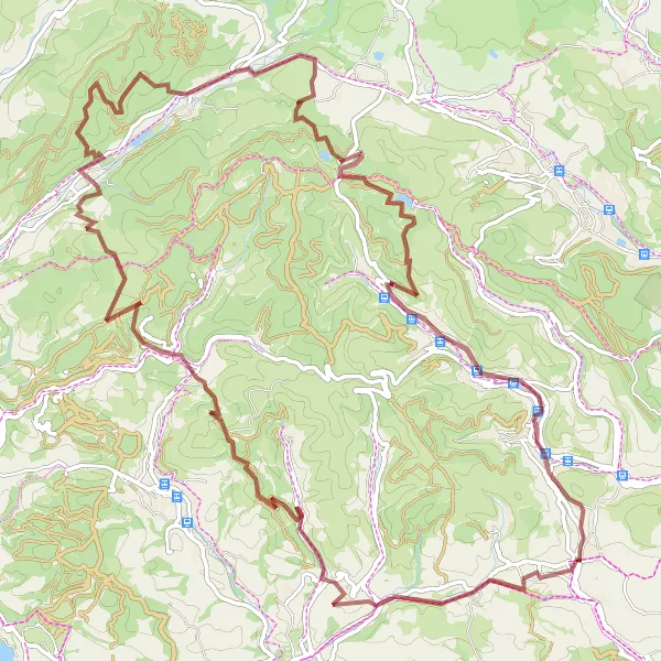 Map miniature of "Waterfall Gravel Adventure" cycling inspiration in West Wales and The Valleys, United Kingdom. Generated by Tarmacs.app cycling route planner