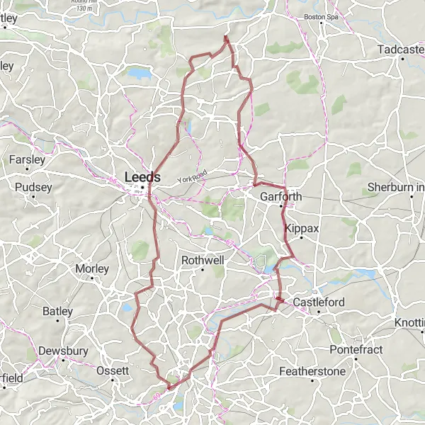 Map miniature of "Leeds Explorer" cycling inspiration in West Yorkshire, United Kingdom. Generated by Tarmacs.app cycling route planner