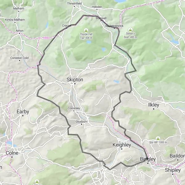 Map miniature of "Haworth and Beyond" cycling inspiration in West Yorkshire, United Kingdom. Generated by Tarmacs.app cycling route planner