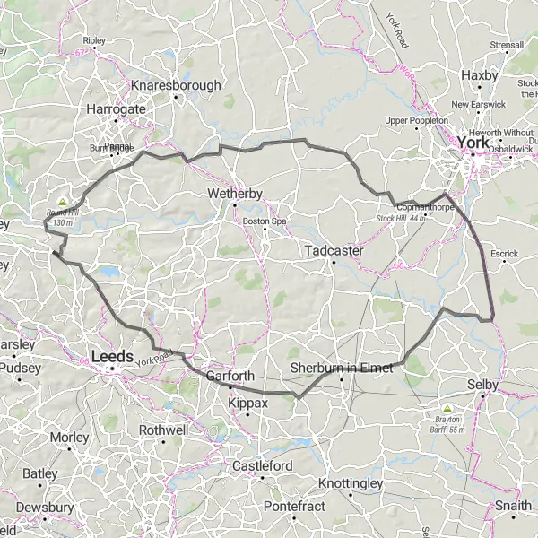 Map miniature of "Picturesque Countryside Ride" cycling inspiration in West Yorkshire, United Kingdom. Generated by Tarmacs.app cycling route planner