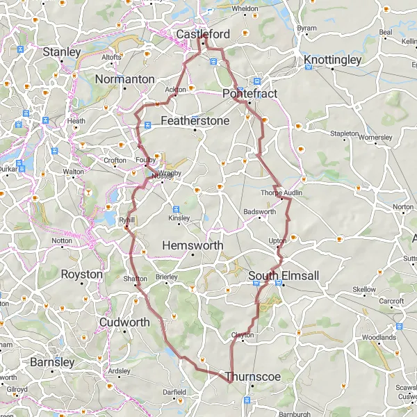 Map miniature of "Glasshoughton to Ackton Gravel Route" cycling inspiration in West Yorkshire, United Kingdom. Generated by Tarmacs.app cycling route planner