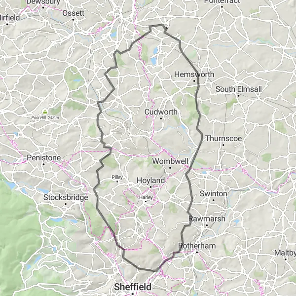 Map miniature of "Crofton Challenge" cycling inspiration in West Yorkshire, United Kingdom. Generated by Tarmacs.app cycling route planner