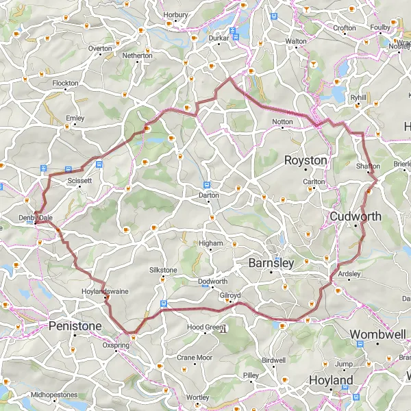 Map miniature of "Exploring the Yorkshire Countryside" cycling inspiration in West Yorkshire, United Kingdom. Generated by Tarmacs.app cycling route planner