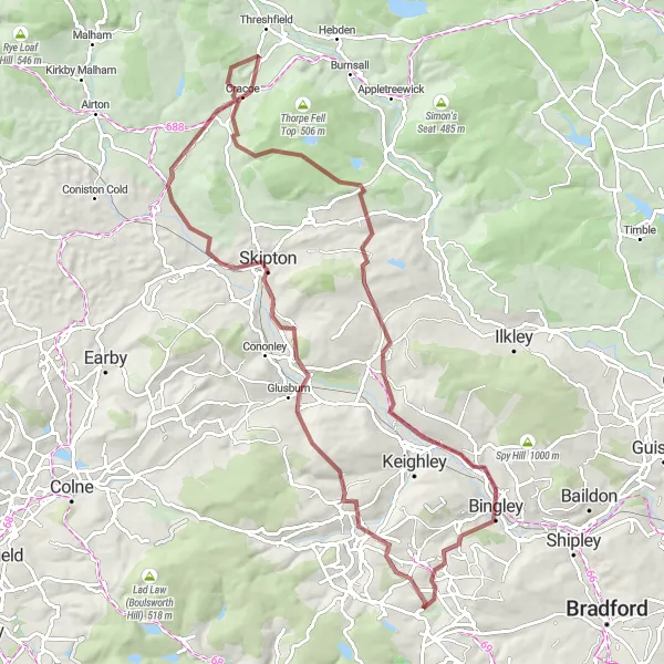 Map miniature of "Haworth and Beyond" cycling inspiration in West Yorkshire, United Kingdom. Generated by Tarmacs.app cycling route planner