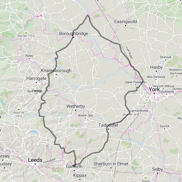 Map miniature of "Scenic Road Cycling Exploration" cycling inspiration in West Yorkshire, United Kingdom. Generated by Tarmacs.app cycling route planner