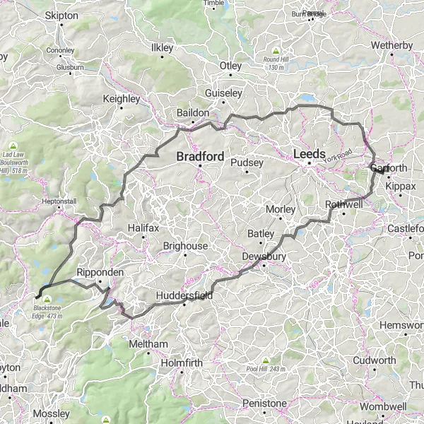 Map miniature of "Ultimate Cycling Challenge" cycling inspiration in West Yorkshire, United Kingdom. Generated by Tarmacs.app cycling route planner