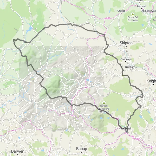 Map miniature of "Yorkshire Dales Epic Adventure" cycling inspiration in West Yorkshire, United Kingdom. Generated by Tarmacs.app cycling route planner