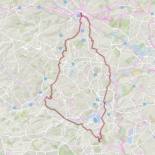 Map miniature of "Leeds to Hunslet Gravel Route" cycling inspiration in West Yorkshire, United Kingdom. Generated by Tarmacs.app cycling route planner