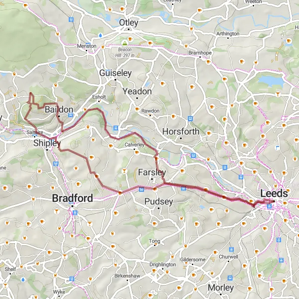 Map miniature of "Leeds to Apperley Bridge Loop" cycling inspiration in West Yorkshire, United Kingdom. Generated by Tarmacs.app cycling route planner