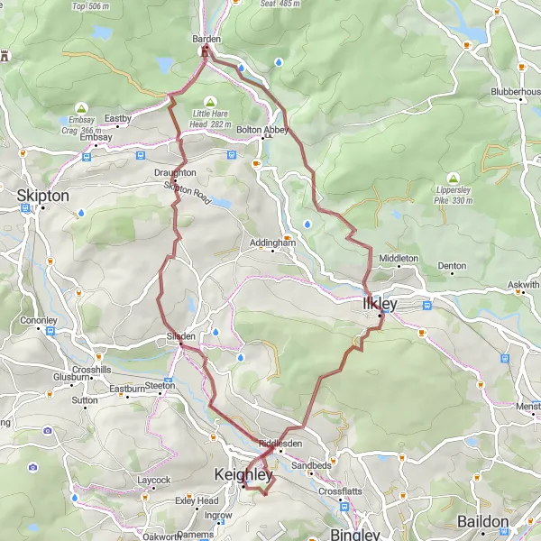 Map miniature of "Scenic Gravel Adventure" cycling inspiration in West Yorkshire, United Kingdom. Generated by Tarmacs.app cycling route planner