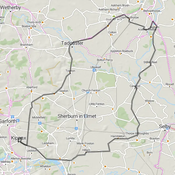 Map miniature of "Yorkshire Country Escape" cycling inspiration in West Yorkshire, United Kingdom. Generated by Tarmacs.app cycling route planner