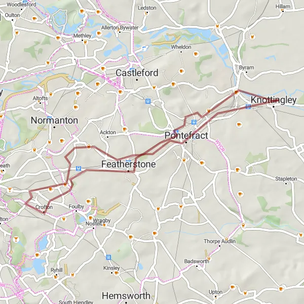 Map miniature of "Gravel Delight in West Yorkshire" cycling inspiration in West Yorkshire, United Kingdom. Generated by Tarmacs.app cycling route planner