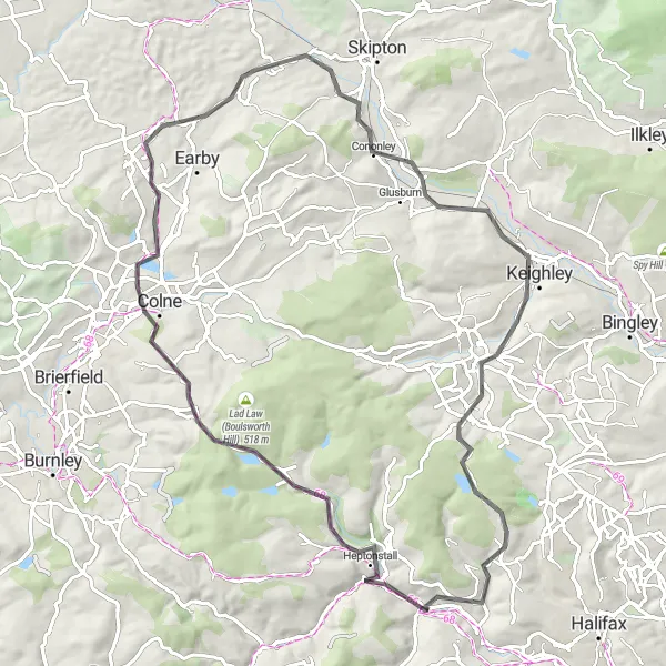 Map miniature of "Road cycling adventure from Hebden Bridge to Luddendenfoot" cycling inspiration in West Yorkshire, United Kingdom. Generated by Tarmacs.app cycling route planner